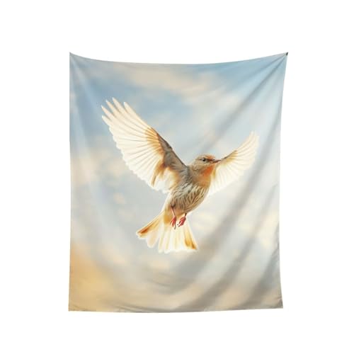 Tapisserie murale tissu léger oiseaux volants SHuWeiD Premium