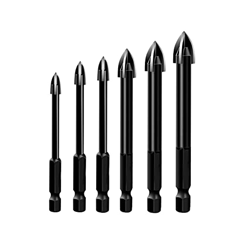 Juegos de Brocas 6Pcs Brocas Porcelanico Profesional,4/5/6/8/10/12 mm con Punta de Carburo Azulejos Broca de Vástago Hexagonal, Brocas de...