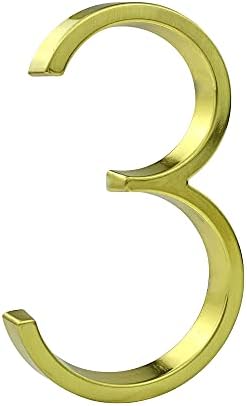 HASWARE Floating House Number Sign 5 inch (12 cm) Modern Door Numbers Signage Plaque Street Home Address Numerals, Silver Metal (3, Silver)