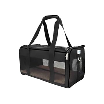 Bolsa Transporte Pet para Avião Cabine Viagem Ventilação Cães e Gatos Reforçada até 10kg Tela Arejada Alça e Tapete Removível Preta - Duke & Dixie