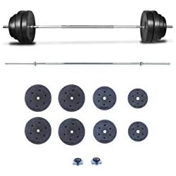 Barra Con Discos De Plastico Riscko Juego de pesas 80 KG con barra recta Set de musculación