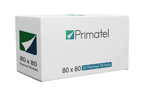 Primatel 80mm x 80 Thermal Paper Till Rolls- Machine Till Rolls, Cash Register Receipt, Printer Rolls (8 Box = 160 Rolls)