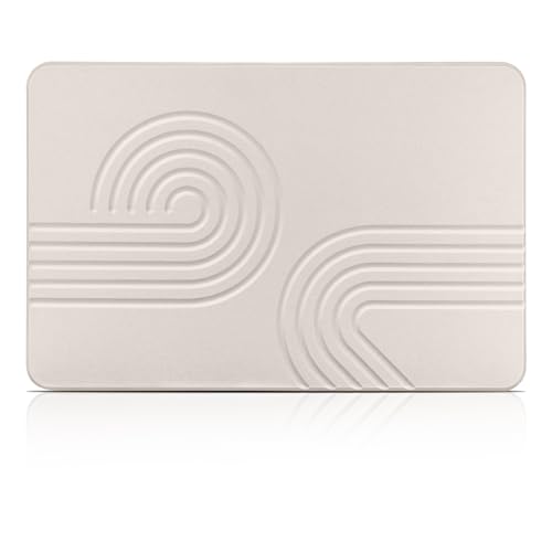 Elfcool Stone Bath Mat Diatomaceous Earth Shower Mat Non Slip Quick Dry Bath Stone Mat Super Absorbent Bathroom Floor Mat for Bathroom Kitchen Counter (Off White 02)