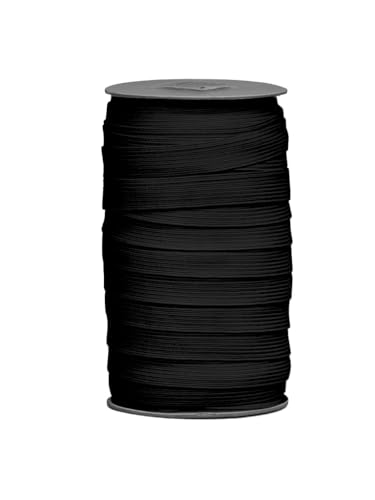 Fararti Elastic Roll for Sewing Projects-Durable, Skin-Friendly & Flexible Elastic for All Your Sewing Straps & Crafts-Stretch Elastic Ideal for Home Decoration, Hair Bands & More- 5/8" 144YDS- Black