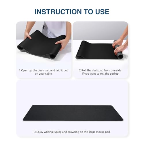 Image of Bellblock Large Extended Reversible Desk Mat /Mouse Pad /Gaming Pad for Office /Home| Vegan Leather | Anti-Skid, Slip-Resistant, Splash-Proof | Blue & Tan | 60x30cm