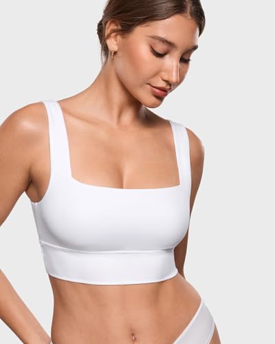 Image of INLYRIC Women's Inbarely Outwear Longline Square Neck Bralette Supportive Unlined No Underwire Yoga Sports Bra