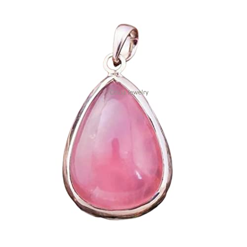 Ciondolo in argento sterling puro 925 per donna uomo, autentico quarzo rosa cabochon pietra preziosa unica fatta a mano ottobre Birthstone gioielli