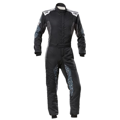 OMP RACING, Men's Suit (Black/Silver, XLarge)