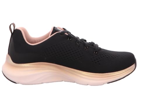Skechers Women's Vapor Foam Midnight Glimmer, Black Mesh Rose Gold Trim, 5.5 US