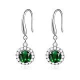 Aliyoham Emerald Dangle Earrings for Women | Silver Plated Green Gemstone Drop, Hypoallergenic Everyday Elegant Jewellery Gift