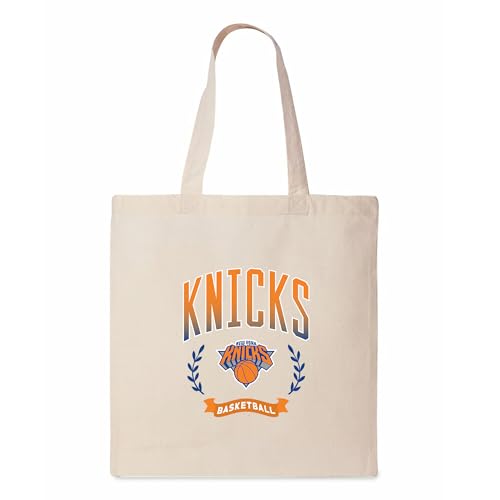 Northwest NBA New York Knicks Academic Canvas Tote Bag, Officially Licensed 100% Cotton Carryall, 14 x 15 in Reusable Shopping and Everyday Tote