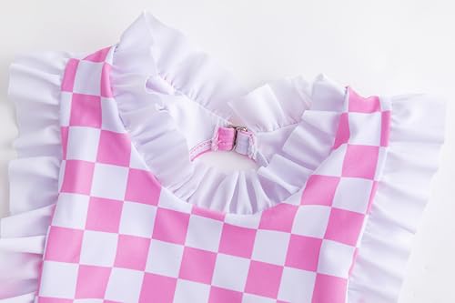 Image of LIZENS Girls One Piece Swimsuit Stylish Ruffled Plaid Swimwear for Kids