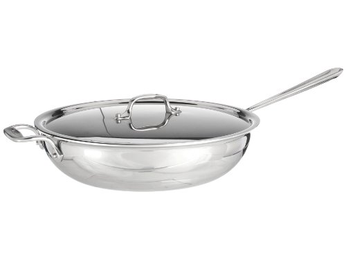 All-Clad 440465 Stainless Steel Tri-Ply Bonded Dishwasher Safe Weeknight Pan with Lid/Cookware, 4-Quart, Silver