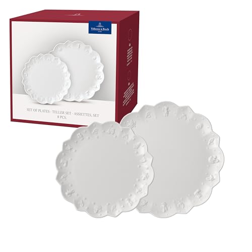 Villeroy & Boch – Toy's Delight Royal Classic Geschirr-Set 8 teilig Weiß, Spülmaschinenfest, Mikrowellensicher, Teller, Tellerset, Geschirrset 4 Personen, Weihnachtsgeschirr Toys, Premium Porcelain