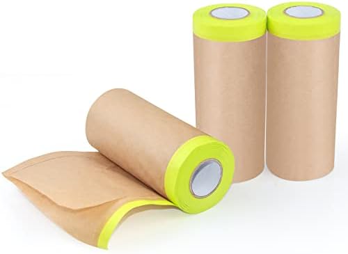 3-Piece Set, Masking Tape Protective Paper | for Auto Overlay Masking, Home Protection, Paint Masking (12-in. x 46-feet)