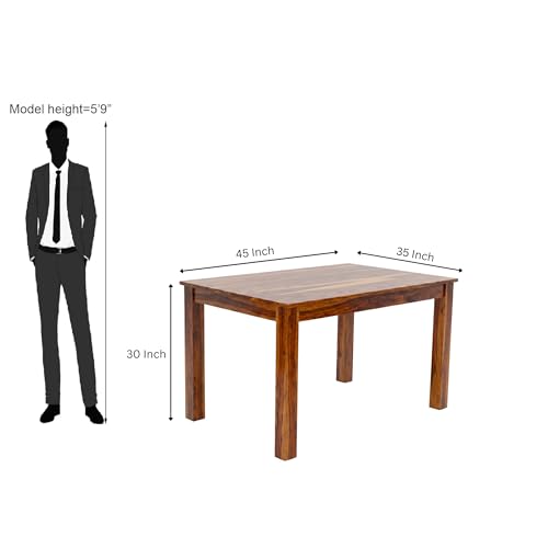 Image of SONA ART & CRAFTS Poster Sheesham Wood Dining Table Set 4 Seater Dinner Dinning Table with 2 Cushion Chair with 1 Bench for Dining Furniture for Living Room Home Hotel Office (Natural)