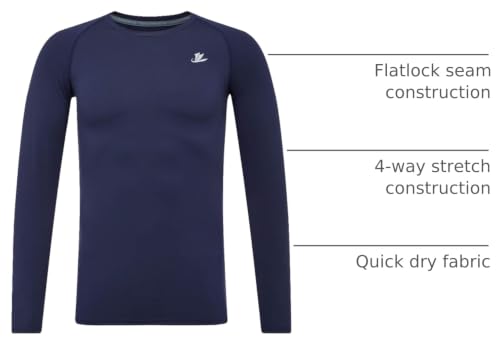 Image of DEVOROPA Youth Boys Compression Shirt Long /Short Sleeve Football Baseball Undershirt Quick Dry Kids Sports Baselayer Crewneck