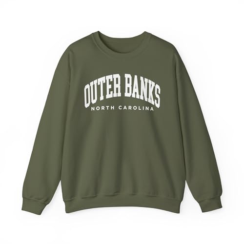 CUSTOMI Outer Banks North Carolina Adult Unisex Crewneck Sweatshirt Military Green L