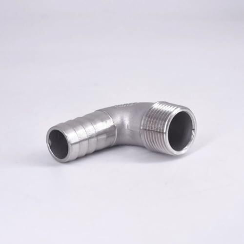 Raccord coudé, connecteur de raccord d'eau, 1 coude en acier inoxydable, 1/8" 1/4" 3/8" 1/2" 3/4" 1" 2" BSPT mâle 6/8/10/12/14/15-60 mm Coude cannelé 90 degrés 304(1 BSPT To 25mm)