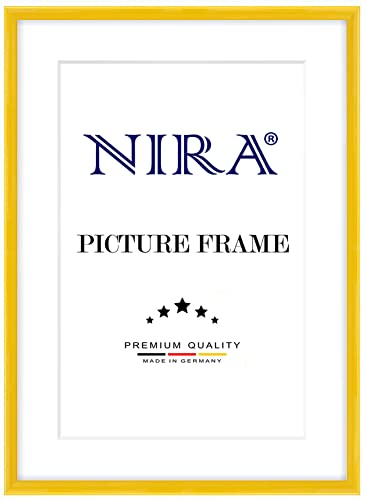 NiRa Cadre photo en bois massif 30 x 40 cm en Jaune brillant | Taille sélectionnable | Cadre pour affiches | Puzzle | collage de photos HD114