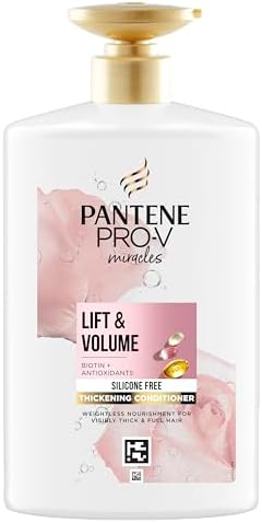 Pantene Conditioner With Biotin and Rose Water, Volumising Hair Conditioner, For Fine Hair, Lift 'n' Volume, Silicone Free, VALUE PACK, 1L