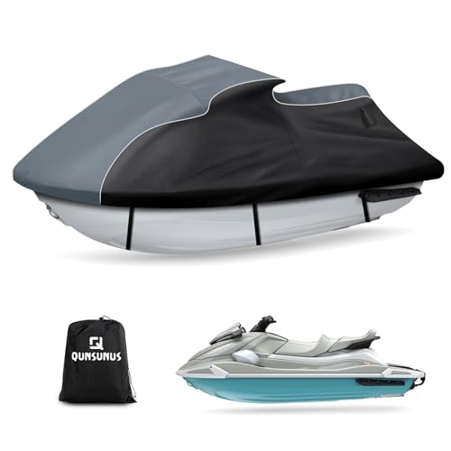 QUNSUNUS Waterproof Jet Ski Cover for Yamaha VX Cruiser/Cruiser HO 2021-2025 VX Cover with Cotton Lining All Weather Waverunner Cover with Zipper and Straps for Wind Sun and Dust Protection