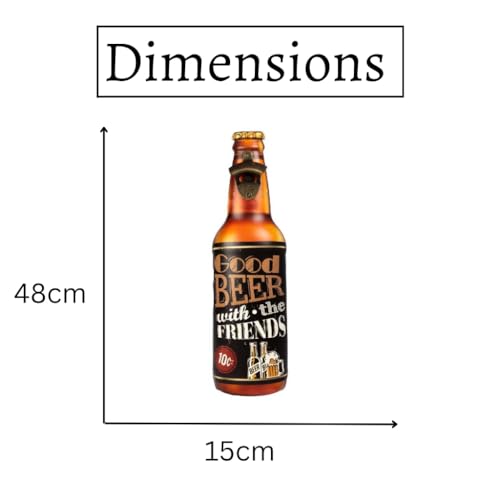 Image of Metal Bottle and Can Opener - 'Good Beer with The Friends' Wall-Mounted Bottle Opener for a Stylish Decor