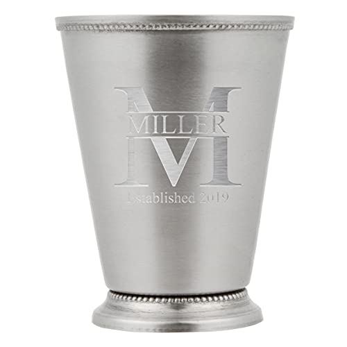 Sofia's Findings Personalized Monogram 16 oz. Mint Julep Cup w/Beaded Detailing - Silver