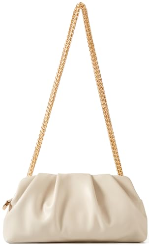 Image of Evening Bag for Women Ruched Clutch Purse Detachable Metal Chain Crossbody Bag