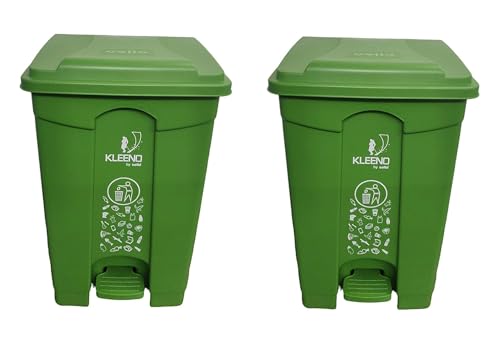 Image of Cello Strong Plastic Step-On Pedal Garbage Dustbin 60 Ltr, Green /Green (Combo)