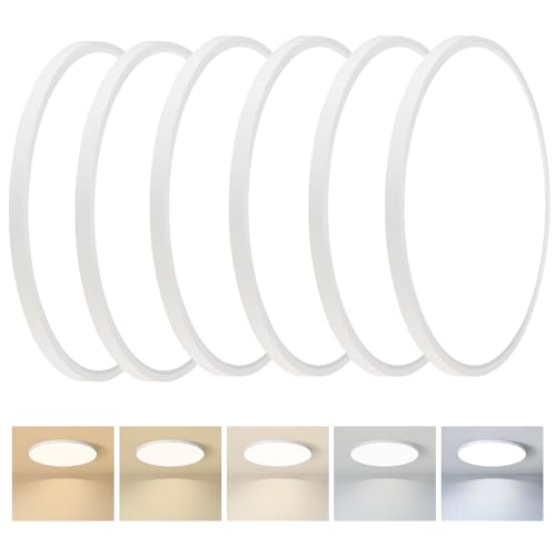 Huguzili 6PK 15.8inch LED Flush Mount Ceiling Light 32W 3520LM 2700K/3000K/4000K/5000K/6500K CCT Selectable Super Slim Low Profile LED Ceiling Light for Bedroom Kitchen Hallway Living Room