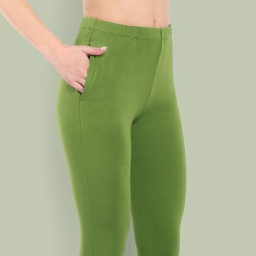Image of ONE SKY Women Full Length Leggings | Cotton Modal Spandex Blend | High Waist Stretchable & Bio-Washed Fabric | Colour-Lock Technology | Comfortable Leggings for Women