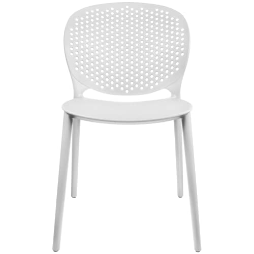 2Xhome Set Of 4 Modern Pool Patio Chairs, Plastic Armless Dining Side Chairs For Indoor Or Outdoor Use, White #TOP5