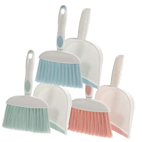 Beavorty 3 Sets Cleaning Brush Set Broom Dustpan Desktop Dust Brush Household Dust Pan Cleaning Accessory Cleaning Tool Brooms with Dustpan Broom with Dustpan Whisk Broom Dustpan and Broom