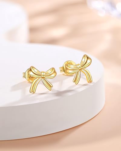 UPROMI Hypoallergenic Gold/Silver Bow Earrings for Girls, Birthday Christmas Valentines Day Gifts4
