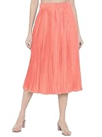 Indietoga Women's Plus Size Peach Accordian Pleated Solid A-Line Skirt (2XL)