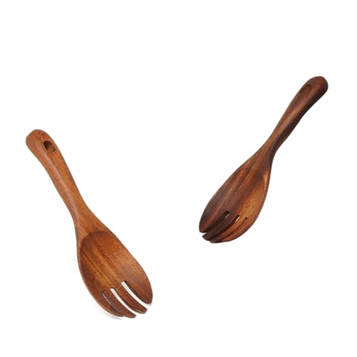 ABOOFAN Acacia Mangium Salad Sporks Wooden Utensils for Kitchen Non Scratch Design Easy to Clean for Serving Salad Tableware