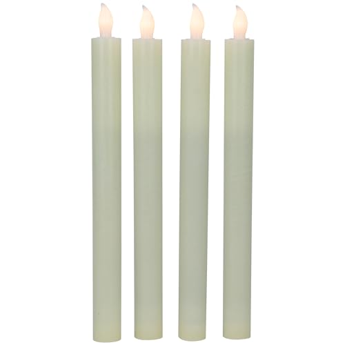 Northlight Set of 4 Solid Cream Flameless LED Constant Wax Taper Candles 9.5