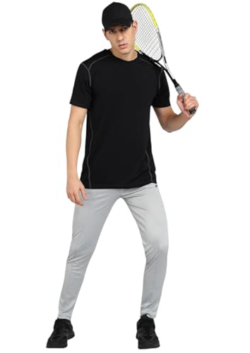 Image of PRAACHIS Men Lycra Stretchable Track Pant with Curved & Zipper Pocket with One Patch Pocket in Back | Regular Fit Lower for Men | Dry Fit Mens Dryfit Track Pant for Casual & Workout - Grey-28