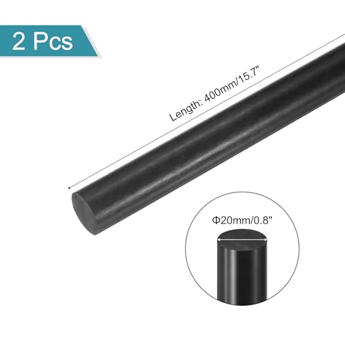 Image of MECCANIXITY ABS Plastic Rod Round Solid Bar 20mm x 400mm Black for DIY Model Material, Architectural Model Making, DIY Sand Table, Pack of 2 Pcs