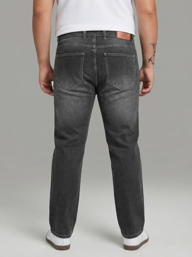 Image of Urbano Plus Men's Relaxed Fit Washed Denim Jeans Non-Stretchable