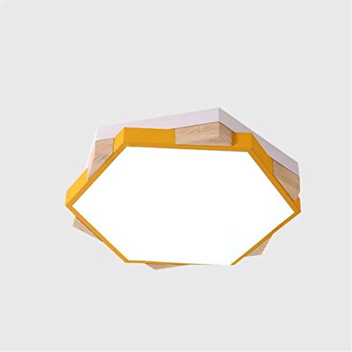 Lámpara de techo amarilla para dormitorio infantil, simple y creativa, iluminación de habitación de niños y niñas, personalidad, polígono geométrico, lámpara de techo para departamento pequeño