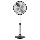 Good Housekeeping 92654-GM All-Metal 16' Retro Living Dining Conference Room Pedestal Stand Fan with Wide Oscillation, 3-Speed Settings & Weighted Base, Midnight Chrome