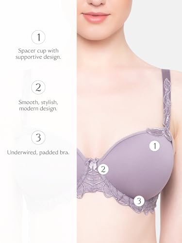 Image of Triumph Modern Finesse Bra For Women Wired Padded Spacer Cup Bra Seamless Breathable T-Shirt Bra Elegant Embroidery Full Coverage Lingerie Innovative Big Cup Support Pack Of 1