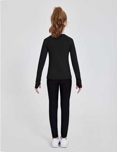 Zaclotre Girls Long Sleeve Shirts with Thumb Holes Quick Dry Workout Athletic Tops for Kids Sport Performance Clothes3