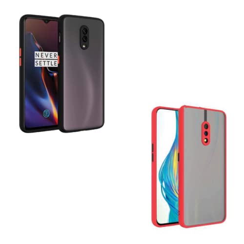 realme X Smoke Silicone Back Matte Cover Case Full Body and Camera Protection Back Cover Case Anti-Slip Grip and Anti Dust Black + Red Combo by Rakesh Mobile