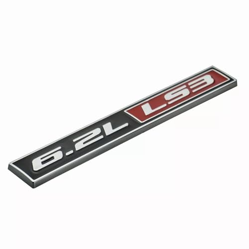 Image of Pair Set 6.2L LS3 Engine Emblem Badge Sticker 3D Nameplate Replacement for Universal Cars (Chrome Black Red)