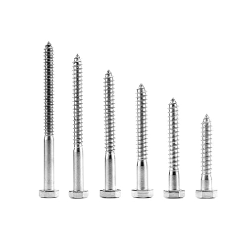 10個入り 六角頭ラグネジ 304ステンレススチール ヘビーデューティー 木製 M6/8 テレビマウント デッキ ボート修理用 大型ラグボルト(45mm,M6)