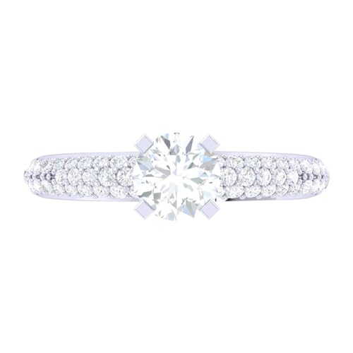 Image of Clara 925 Silver Round Solitaire Ring Gift for Women Swiss Zirconia