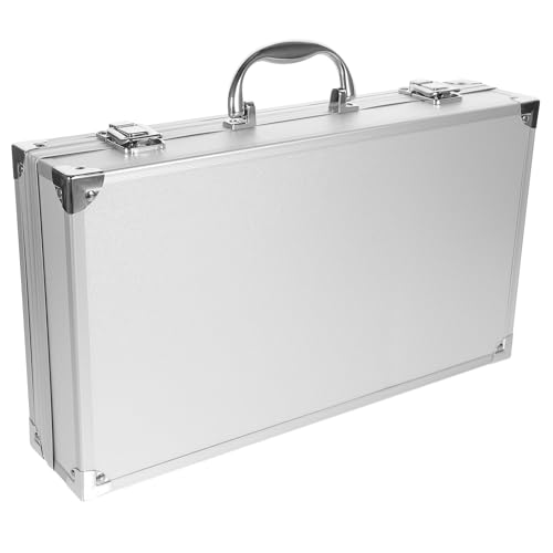 ERINGOGO Aluminum Attache Case - 14inch Lock Metal Briefcase with Ripple Foam, Hard Aluminum Carrying Case, Universal Portable Tool Case for Laptop/Luggage/Instrument, White